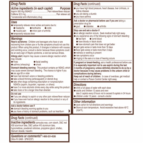 Bayer® Headache Aspirin 500mg Perspective: back