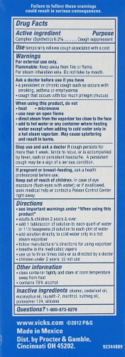 Vicks Vapo Steam Liquid Cough Suppressant Perspective: back