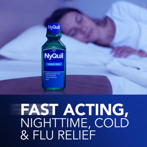 Vicks NyQuil Cold and Flu Medicine Acetaminophen Liquid Perspective: back