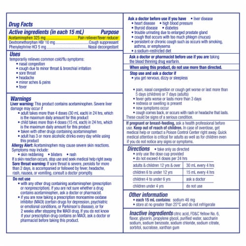 Vicks DayQuil Cold and Flu Multi-symptom Relief Medicine Liquid Perspective: back