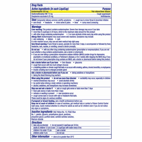 Vicks NyQuil Cold and Flu Relief Liquicaps Medicine Perspective: back