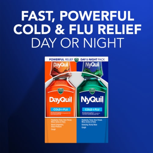 Vicks DayQuil and NyQuil Cherry Cold Flu and Congestion Medicine Perspective: back