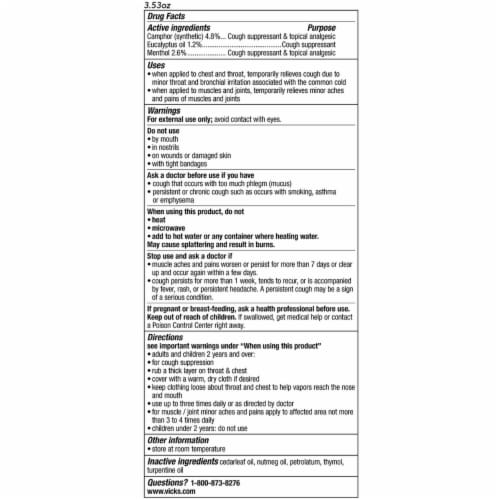 Vicks VapoRub Cough Suppressant Topical Analgesic Ointment (3.53 Ounce, 2 Count) Perspective: back