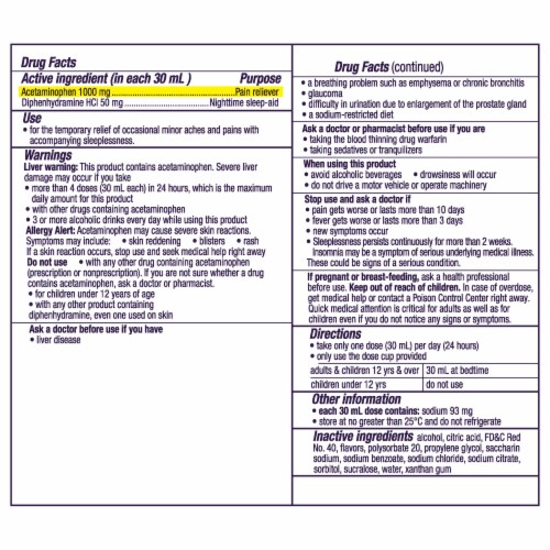 Vicks ZzzQuil™ Night Pain Acetaminophen Black Cherry Perspective: back