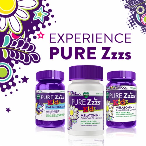 Vicks Pure Zzzs Kids Melatonin Sleep Aid Chewable Tablets Perspective: back