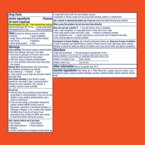 Vicks DayQuil Cold & Flu Ultra Concentrated Liquicaps Perspective: back