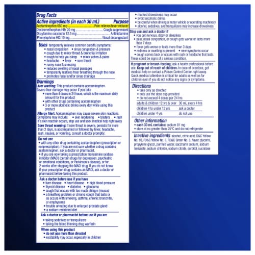 Vicks NyQuil Severe Cold & Flu Liquid Perspective: back