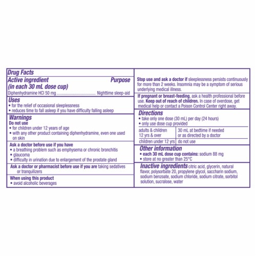 ZzzQuil Soothing Berry Flavor Nighttime Sleep Aid Liquid Perspective: back