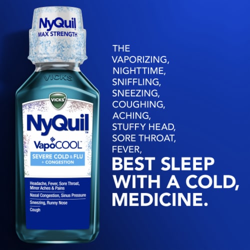 Vicks NyQuil VapoCOOL Severe Cold & Flu + Congestion Medicine Acetaminophen Liquid Perspective: back
