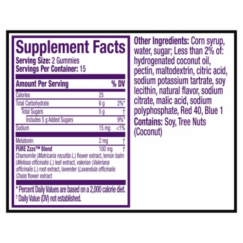 ZzzQuil PURE Zzzs Melatonin Sleep Aid Gummy Perspective: back