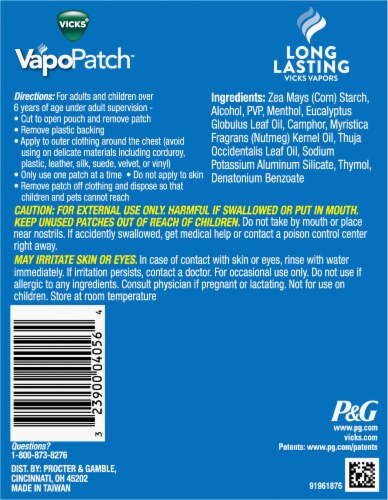 Vicks® VapoPatch™ Soothing Vapors Wearable Aroma Patches Perspective: back