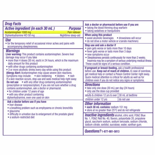Vicks ZzzQuil Nighttime Pain Relief Sleep Aid Liquid Perspective: back