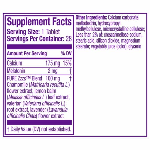 ZzzQuil PURE Zzzs All Night Extended Release Melatonin Sleep Aid Tablets Perspective: back