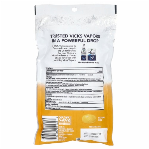 Vicks® VapoCOOL™ Severe Honey Lemon Chill Medicated Drops Perspective: back