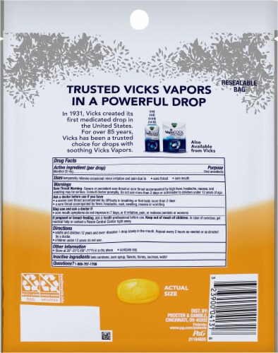 Vicks® VapoCOOL™ Severe Honey Lemon Chill Medicated Drops Perspective: back
