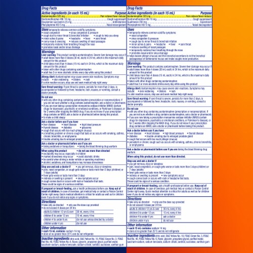 Vicks DayQuil & NyQuil Severe Cold & Flu Medicine Acetaminophen Honey Liquid Combo Pack Perspective: back