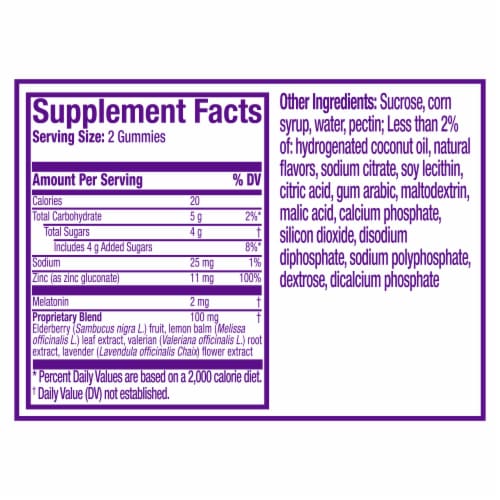 ZzzQuil PURE Zzzs Sleep + Immune Support Sleep Aid Gummies Perspective: back