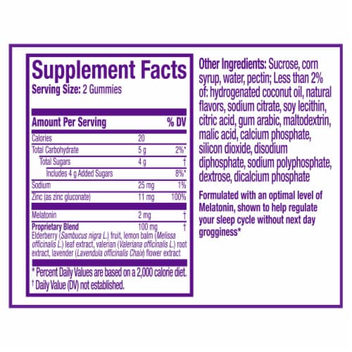 ZzzQuil PURE Zzzs Sleep + Immune Support Melatonin Sleep Aid Gummies Perspective: back