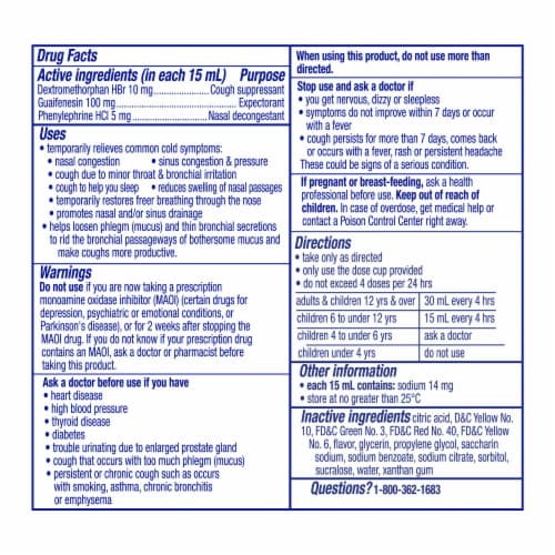 Vicks NyQuil Kids Cold & Cough + Congestion Medicine Honey Liquid Perspective: back