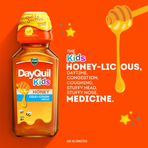VICKS DayQuil & NyQuil Kids Honey Cold & Cough + Congestion Liquid Combo Pack Perspective: back
