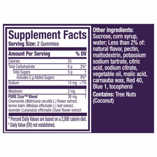 ZzzQuil PURE Zzzs Melatonin Sleep Aid Gummies Perspective: back
