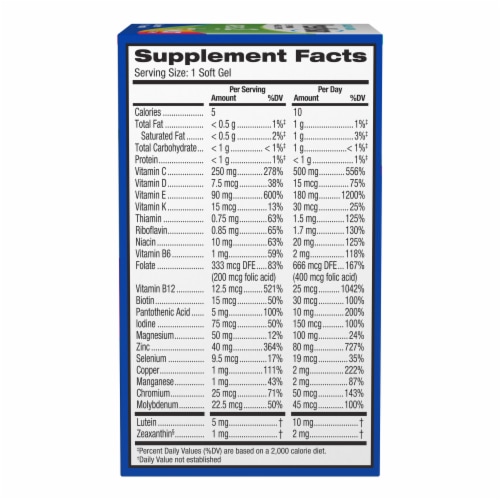 PreserVision® Areds 2 + Multi Vitamin Eye Vitamin & Mineral Supplement Soft Gels Perspective: back