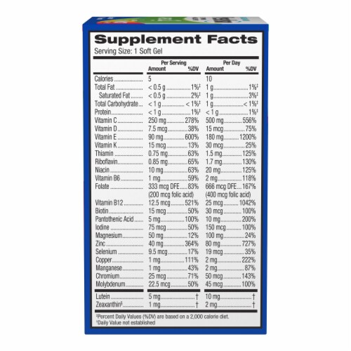 PreserVision® Areds 2 + Multi Vitamin Eye Vitamin & Mineral Supplement Soft Gels Perspective: back