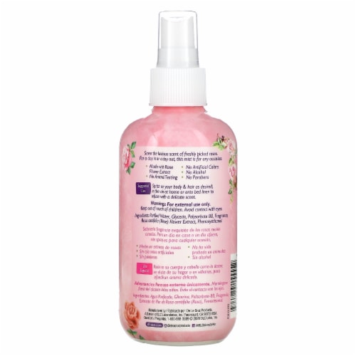De La Cruz Rose Water Spray for Skin, Hair, and Body Perspective: back