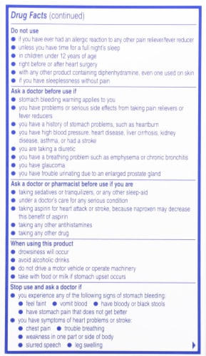 Aleve PM Sleep Aid Caplets Perspective: back