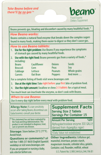 Beano Food Enzyme Tablets Perspective: back