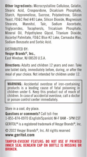 Geritol Complete Multivitamin Nutrition Support Tablets 100 Count Perspective: back