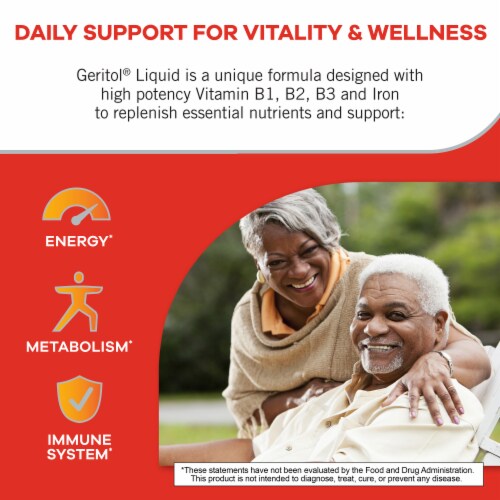 Geritol® Liquid Vitamin and Iron Energy Support Supplement Perspective: back