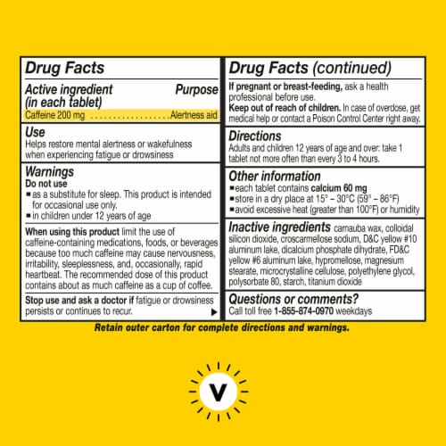 Vivarin® 200 mg Caffeine Tablets Perspective: back
