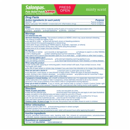 Salonpas® Large Pain Relief Patches Perspective: back
