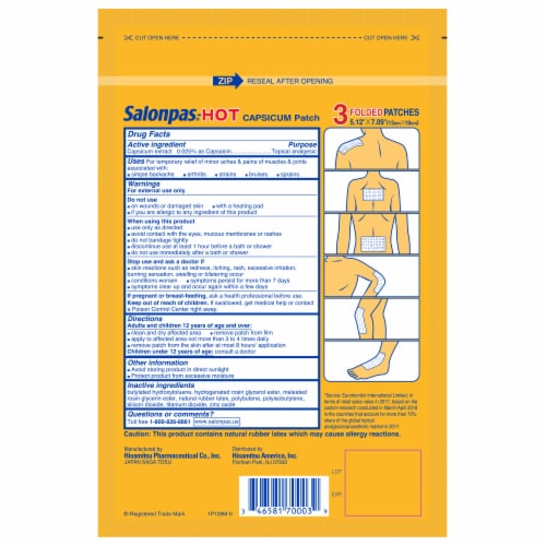 Salonpas Hot Capsicum Patches Value Pack Perspective: back