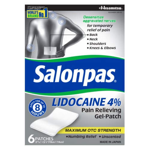 Salonpas® Lidocaine 4% Pain Relieving Gel Patches Perspective: back