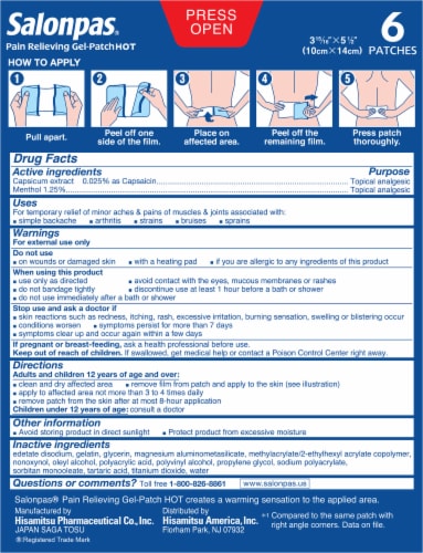 Salonpas Heat Gel Patch Perspective: back