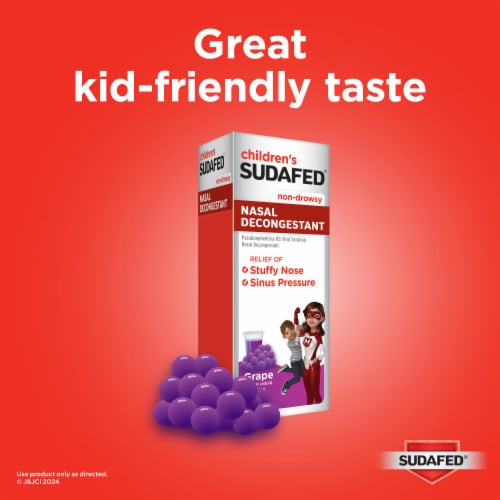 Children's Sudafed Non-Drowsy Nasal Decongestant, Grape Perspective: back