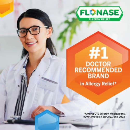 Flonase Allergy Relief Nasal Spray, 24 Hour Non Drowsy Allergy Medicine, Metered Nasal Spray Perspective: back