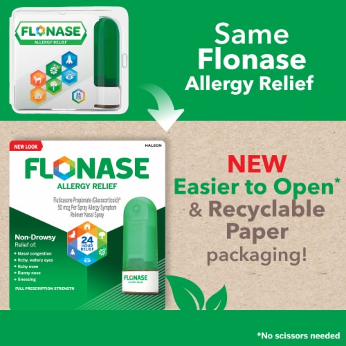 Flonase Allergy Relief Nasal Spray- Non-Drowsy 24HR Long Lasting Allergy Relief Perspective: back