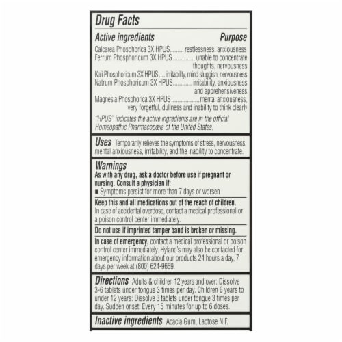 Hyland's Homeopathic Nerve Tonic Stress Relief Tablets Perspective: back