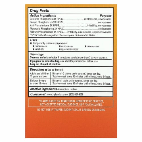 Hyland's Naturals™ Nerve Tonic® Stress Relief Tablets Perspective: back