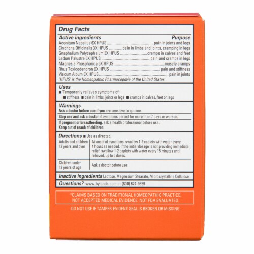 Hyland's Naturals™ Leg Cramps Relief Caplets Perspective: back