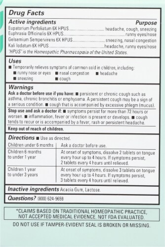 Hyland’s Naturals™ Baby Daytime Tiny Cold Relief Tablets Perspective: back
