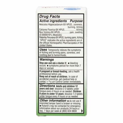 Hylands Homeopathic Hemorrhoid Tablets - 100 Tablets Perspective: back