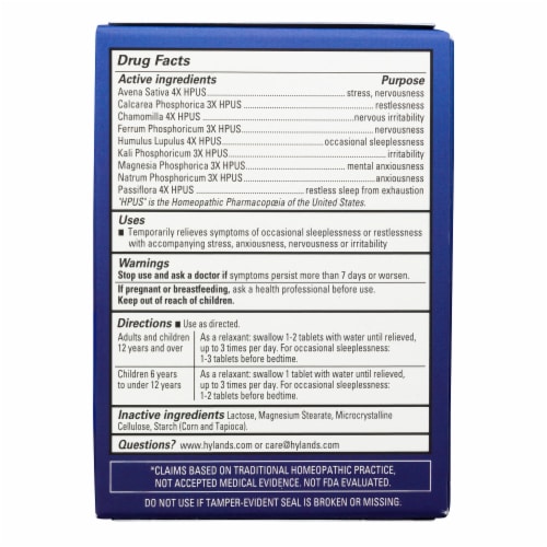 Hyland's Naturals™ Calms Forté® Homeopathic Sleep Aid Tablets Perspective: back