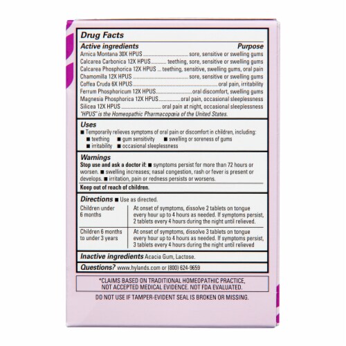Hyland's Naturals™ Baby Nighttime Oral Pain Relief Tablets Perspective: back