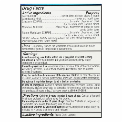 Hyland's Canker Sore Healing Dots Relief Tablets 194mg Perspective: back