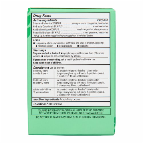 Hyland's 4 Kids Stuffy Nose & Sinus Tablets Perspective: back