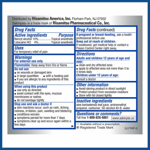 Salonpas® Lidocaine Plus Pain Relieving Liquid Perspective: back